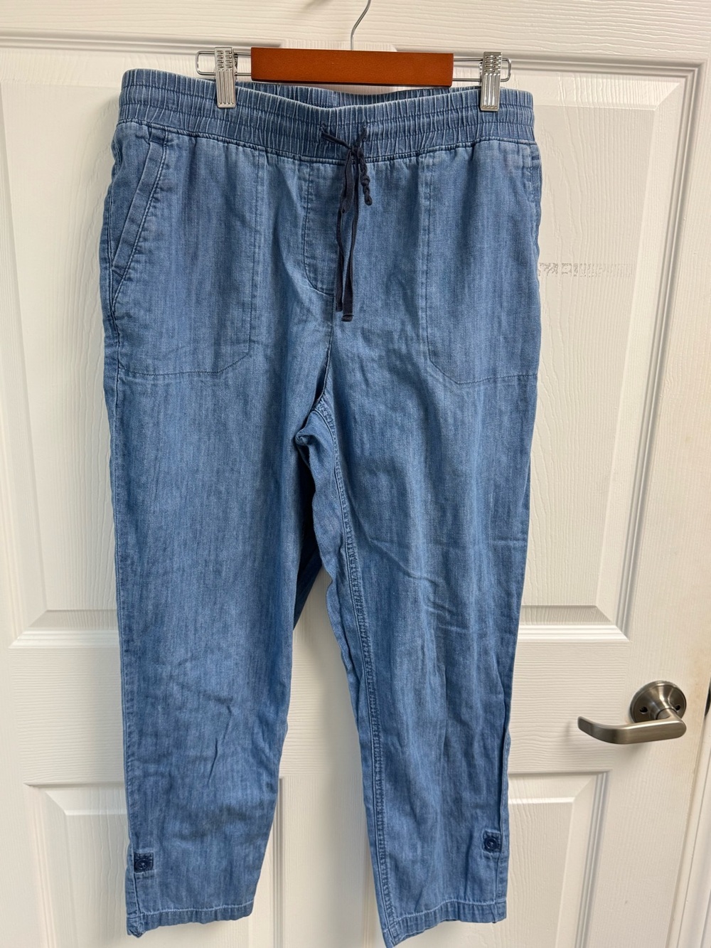 Talbots Cotton Light Blue Drawstring Relaxed Jeans M